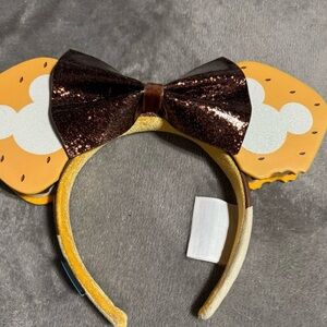 Brown Sequin Bow Headband with Mickey Ears